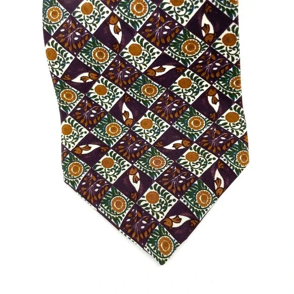 🚀 VTG Christian Dior Monsieur Necktie Plum Green Brown Mens Designer Tie - Picture 2 of 8